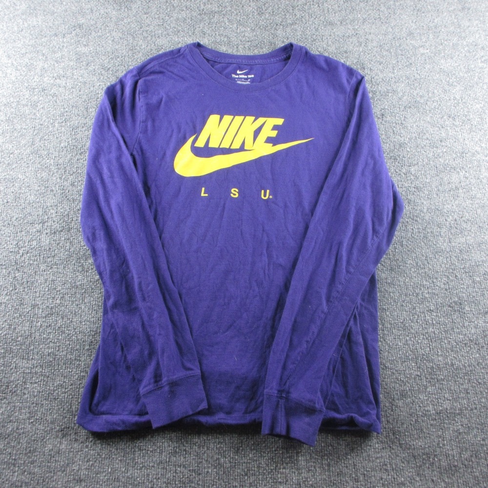 LSU Tigers Shirt Mens S Purple Nike Long Sleeve Tee Football College NCAA